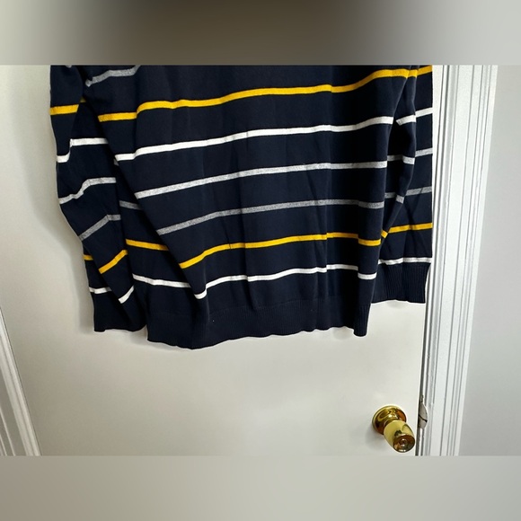 Old Navy Sweater Men Blue Yellow White Grey horiz., Striped 1/4 Zip Pullover XL - Picture 9 of 11